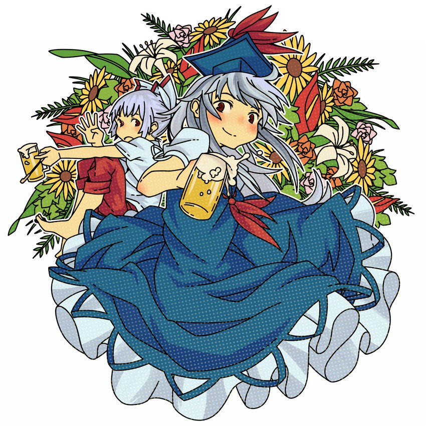 fujiwara no mokou and kamishirasawa keine (touhou) drawn by uewtsol