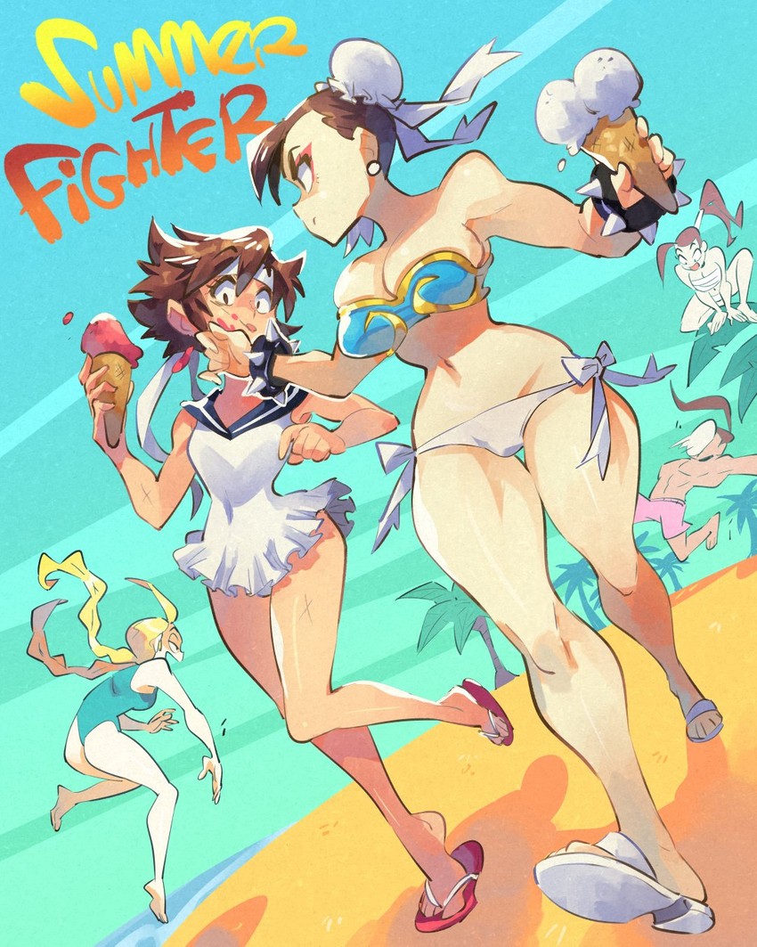 chun-li, cammy white, kasugano sakura, ibuki, and hibiki dan (street fighter) drawn by rafchu