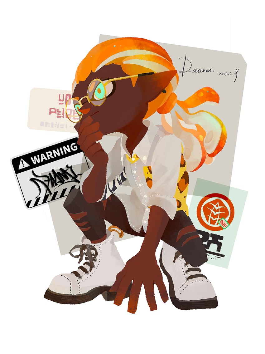 inkling player character and inkling boy (splatoon and 1 more) drawn by daami_(daami2000)