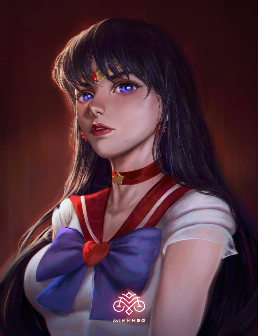 hino rei and sailor mars (bishoujo senshi sailor moon) drawn by minnhsg