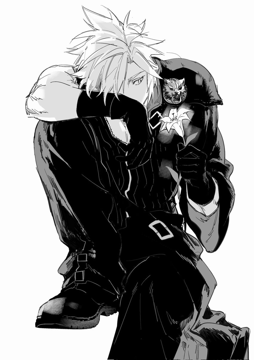 cloud strife and fenrir (final fantasy and 2 more) drawn by yanfenguo_gao
