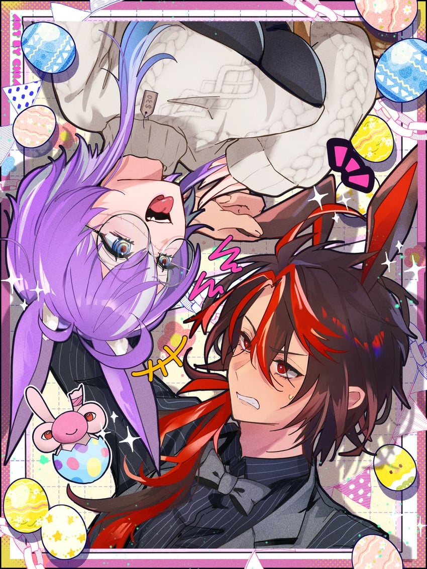 michi mochievee, kuro kurenai, and jared (vshojo) drawn by chimanakoneko