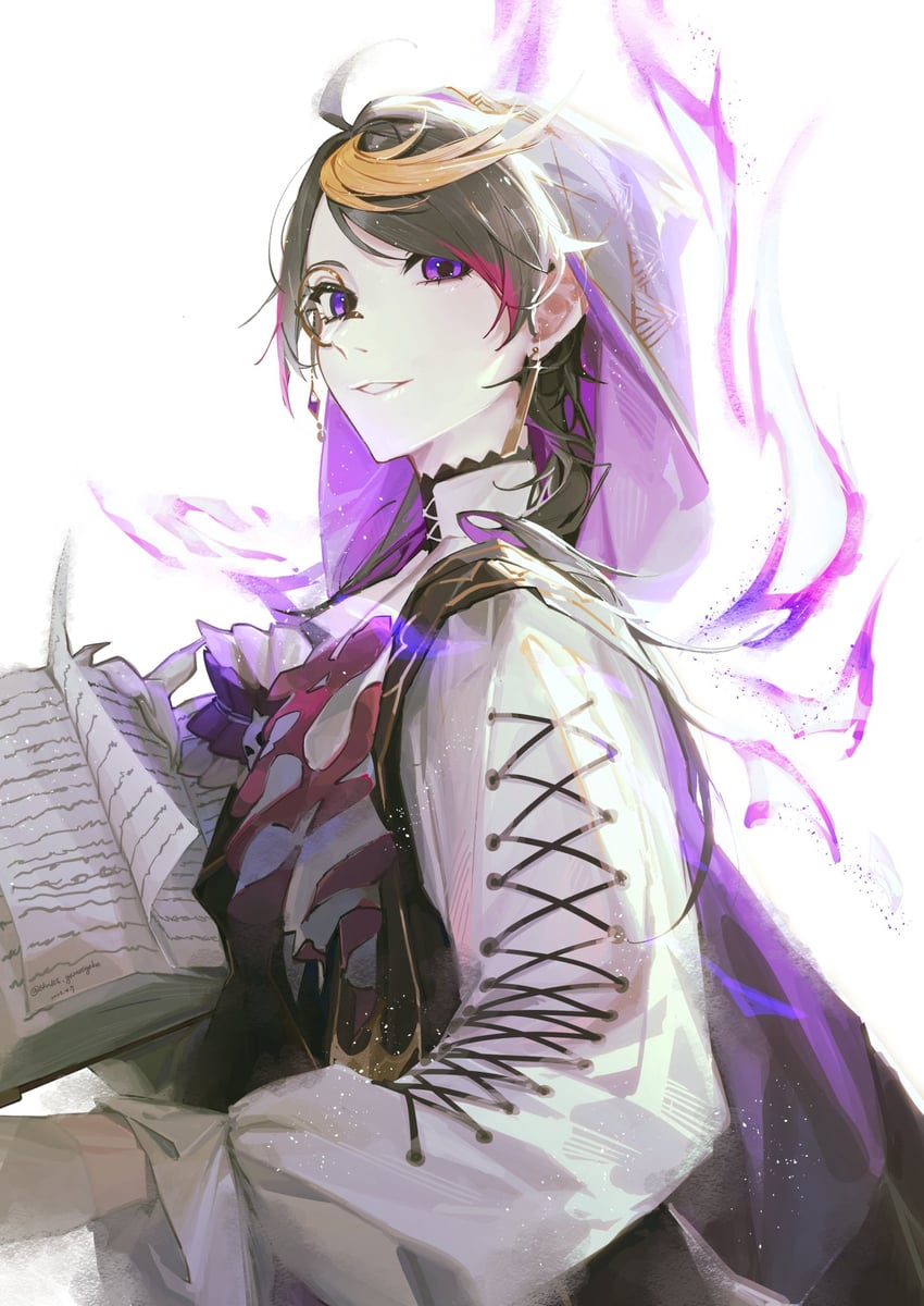 shu yamino (nijisanji and 1 more) drawn by skn
