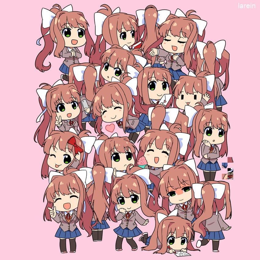 monika (doki doki literature club) drawn by lareindraws