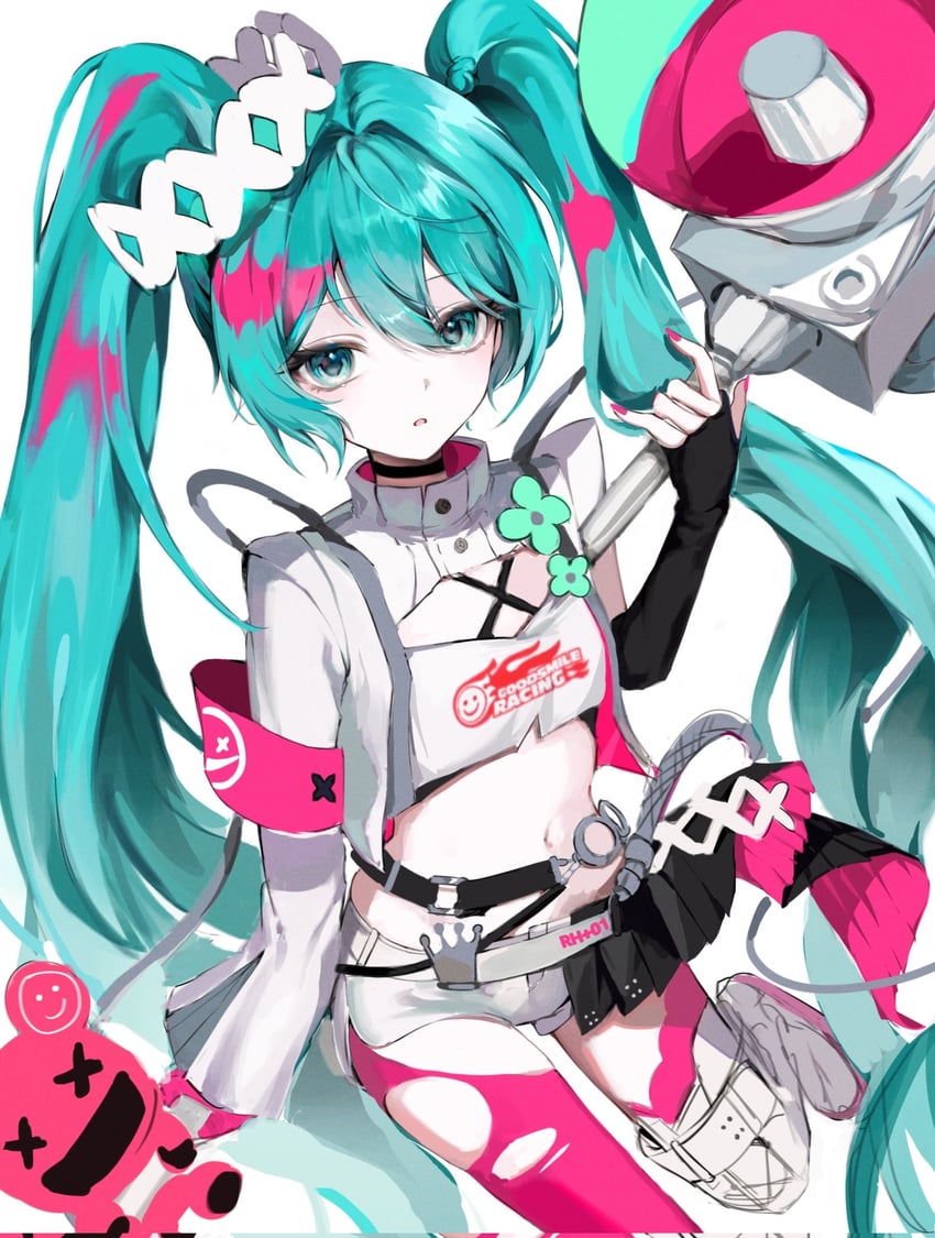 hatsune miku and racing miku (vocaloid and 1 more) drawn by s_im7u