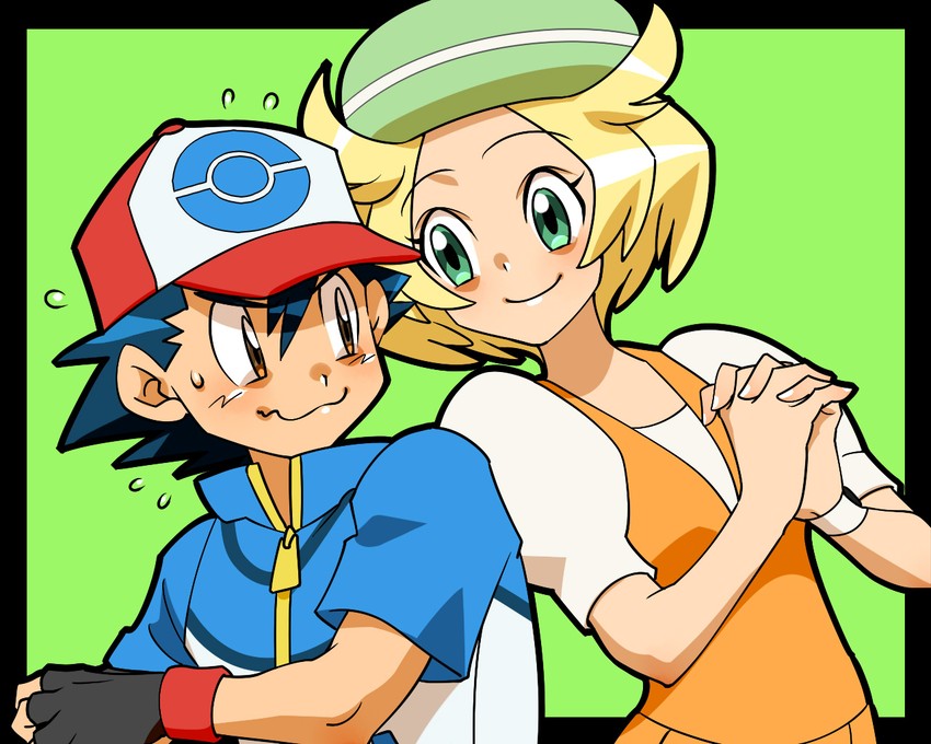ash ketchum and bianca (pokemon and 1 more) drawn by amada