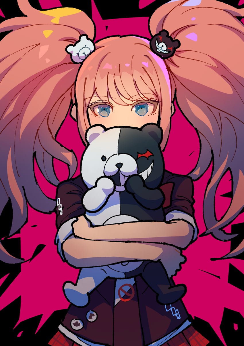 enoshima junko and monokuma (danganronpa and 1 more) drawn by youko-shima