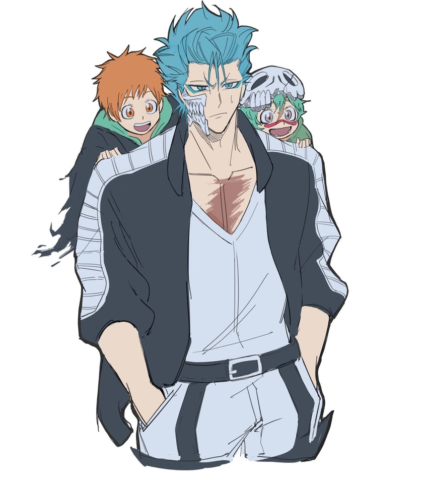 nelliel tu odelschwanck, grimmjow jaegerjaquez, and kurosaki kazui (bleach and 1 more) drawn by inutaro63