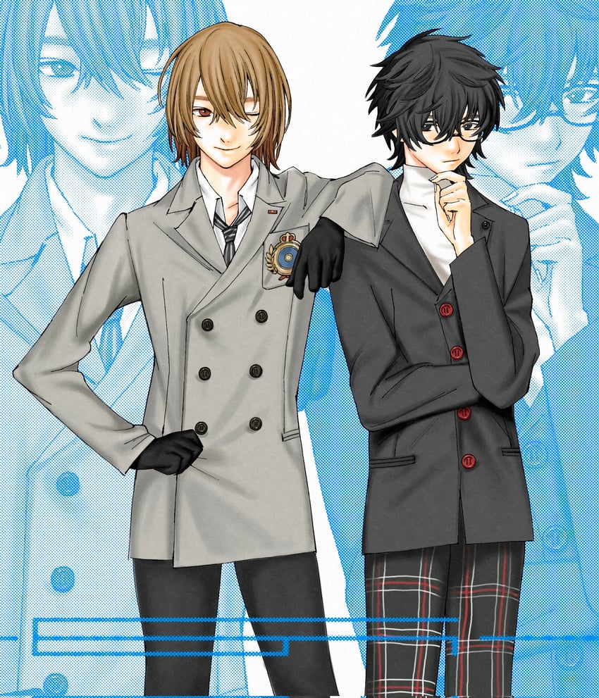 amamiya ren and akechi gorou (persona and 1 more) drawn by kennomou