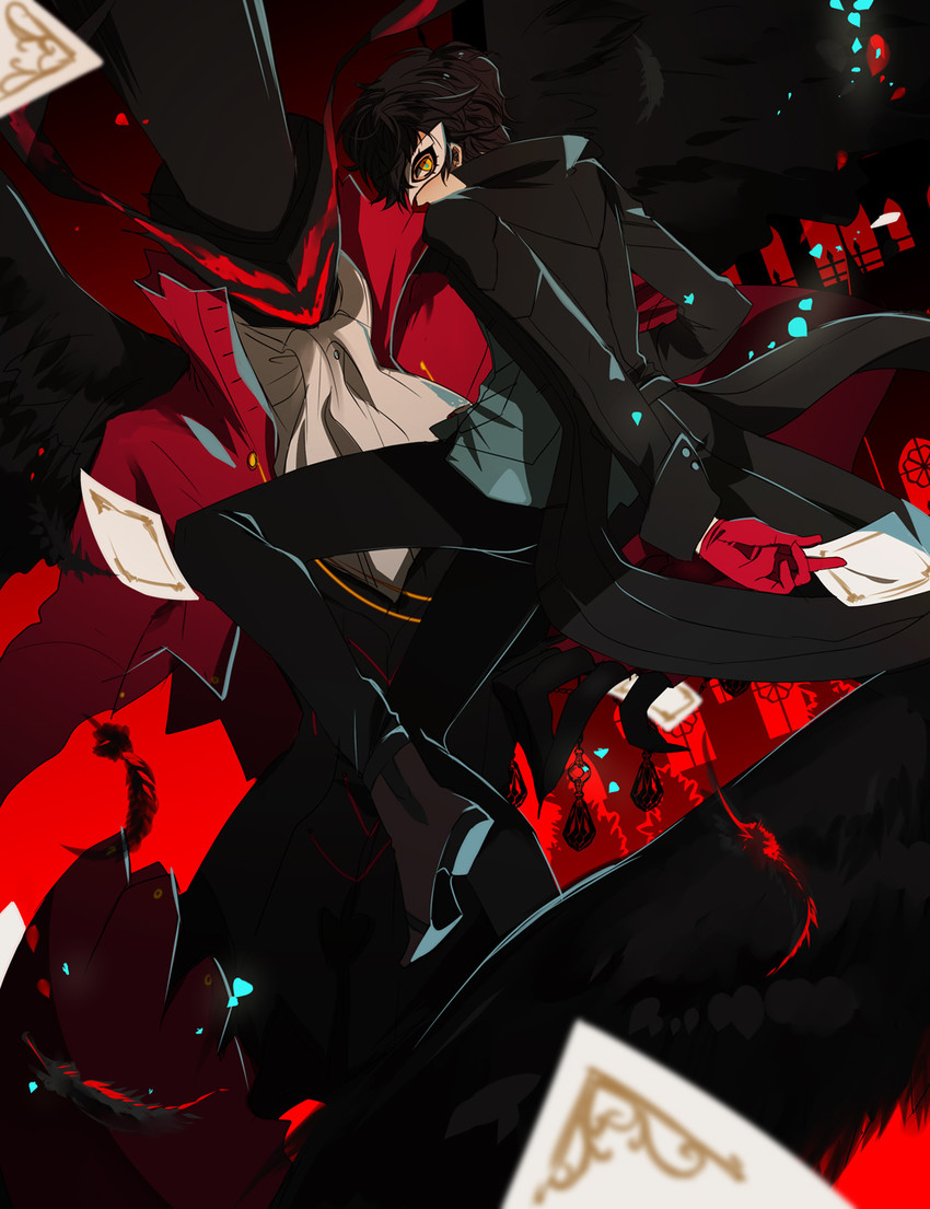 amamiya ren, joker, and arsene (persona and 1 more) drawn by jikei