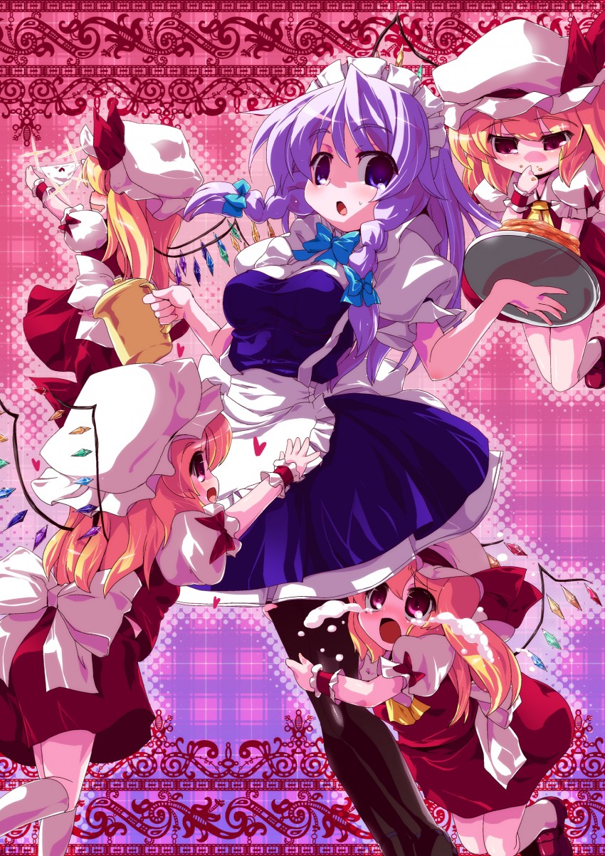 flandre scarlet and izayoi sakuya (touhou) drawn by miuku_(marine_sapphire)