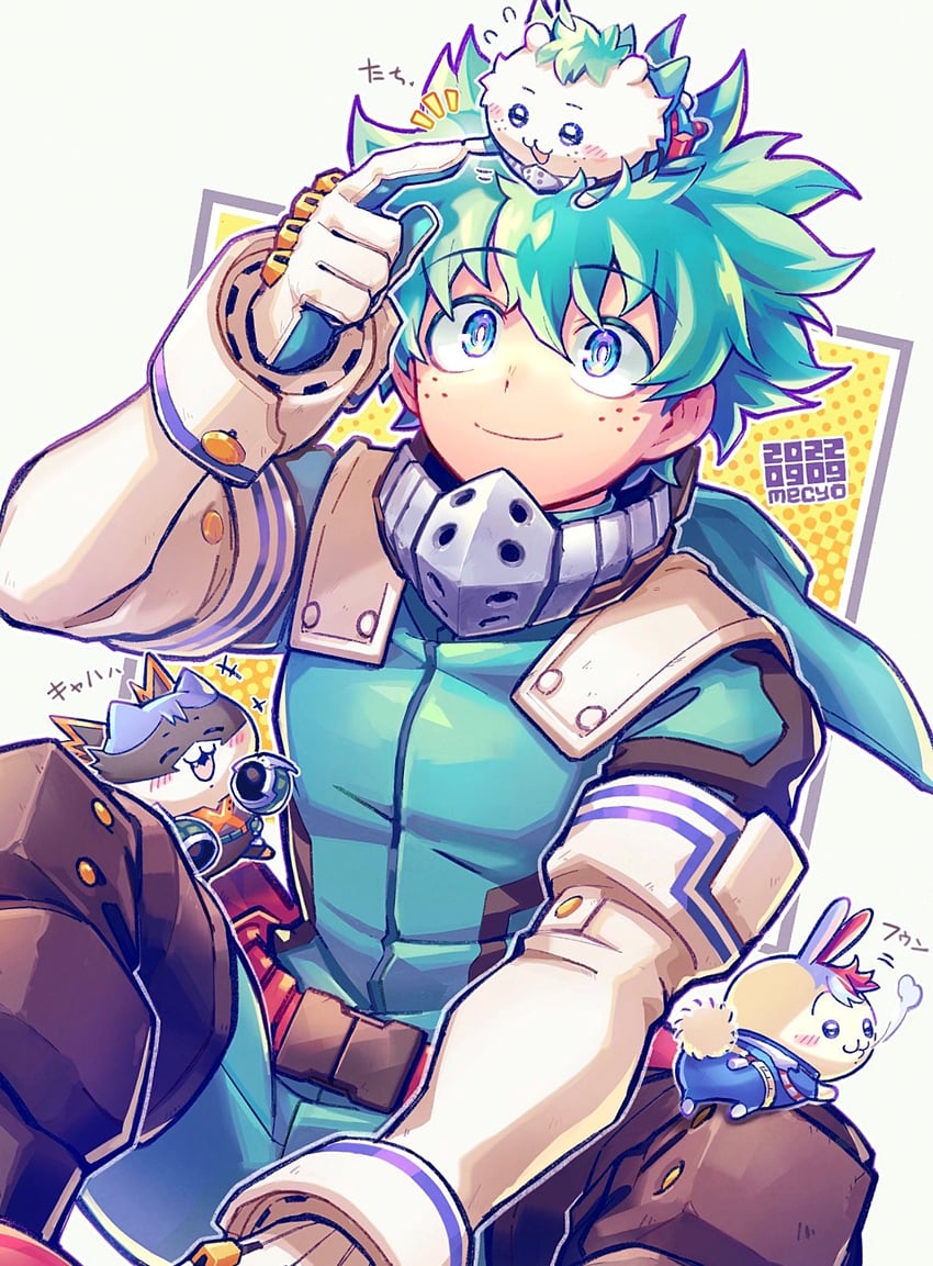 midoriya izuku, bakugou katsuki, todoroki shoto, chiikawa, hachiware, and 1 more (boku no hero academia and 1 more) drawn by mecyo_(mamezurushiki)
