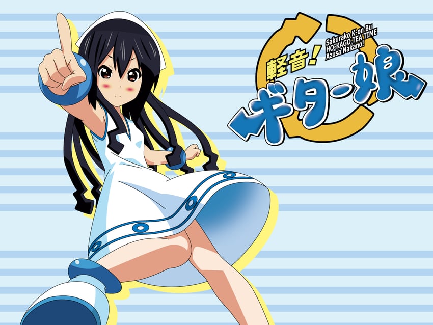 nakano azusa, ikamusume, and christine marie cabanos (k-on! and 1 more) drawn by akky_(a_kky)