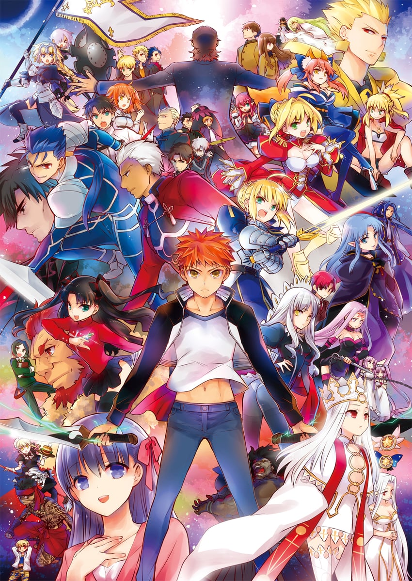 artoria pendragon, saber, mash kyrielight, fujimaru ritsuka, tamamo, and 42 more (fate and 11 more) drawn by yakan_(kusogaki_teikoku)