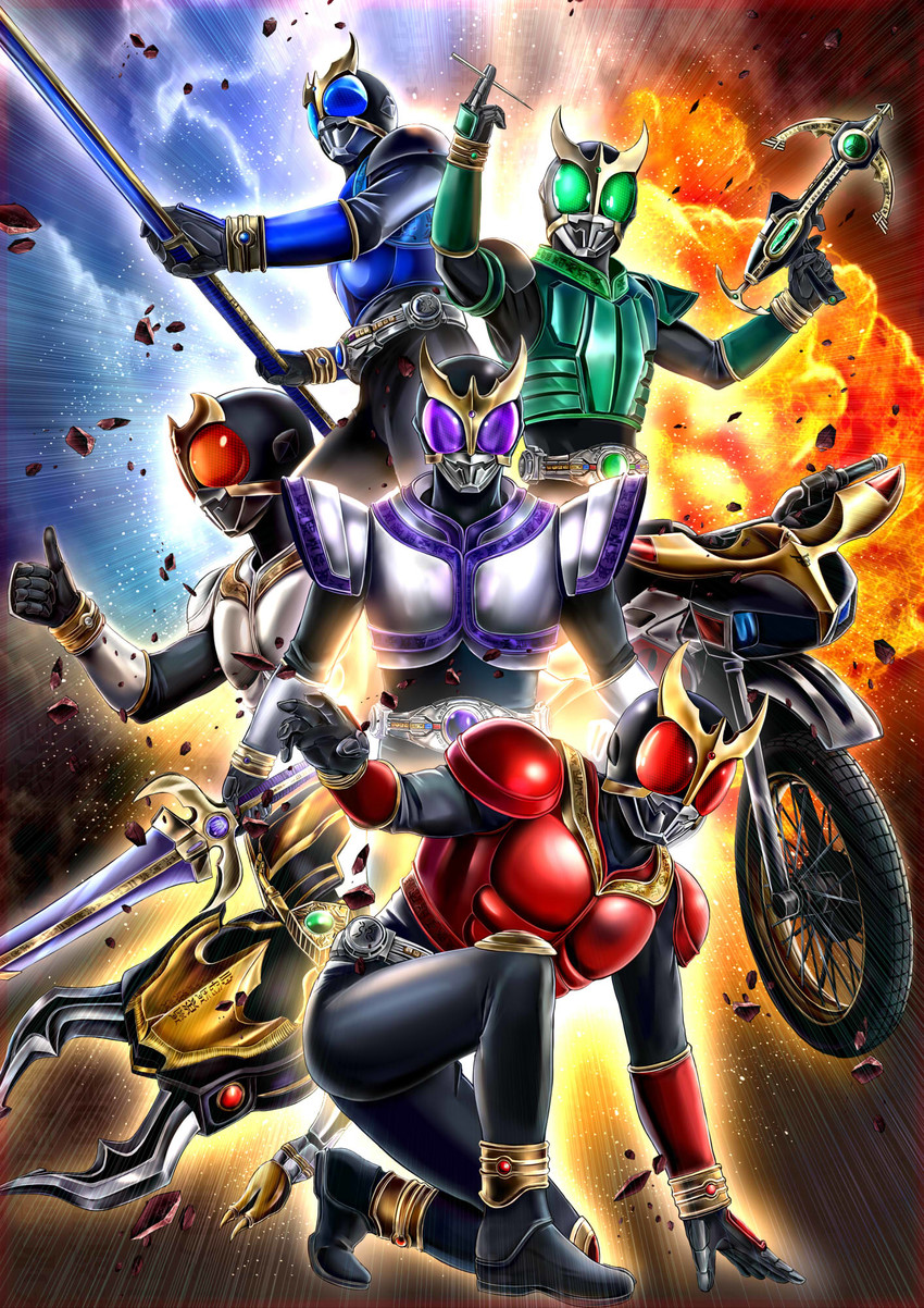 kamen rider kuuga and gouram (kamen rider and 1 more) drawn by masukudo_(hamamoto_hikaru)