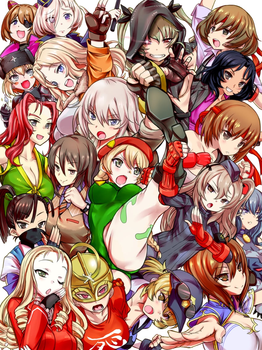 nishizumi miho, chun-li, darjeeling, nishizumi maho, itsumi erika, and 21 more (girls und panzer and 1 more) drawn by nabeyu
