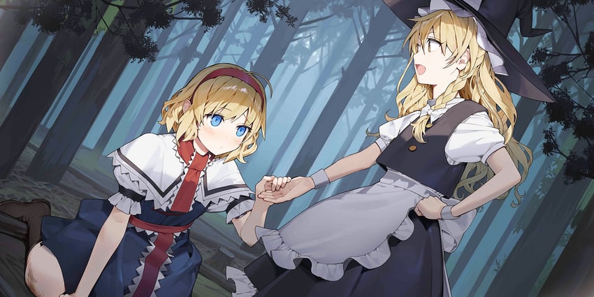 kirisame marisa and alice margatroid (touhou and 1 more) drawn by kitada_mo
