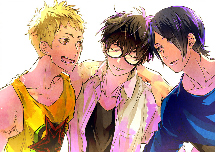 amamiya ren, sakamoto ryuuji, and kitagawa yuusuke (persona and 1 more) drawn by yu@genkoochu_(5tsukino)