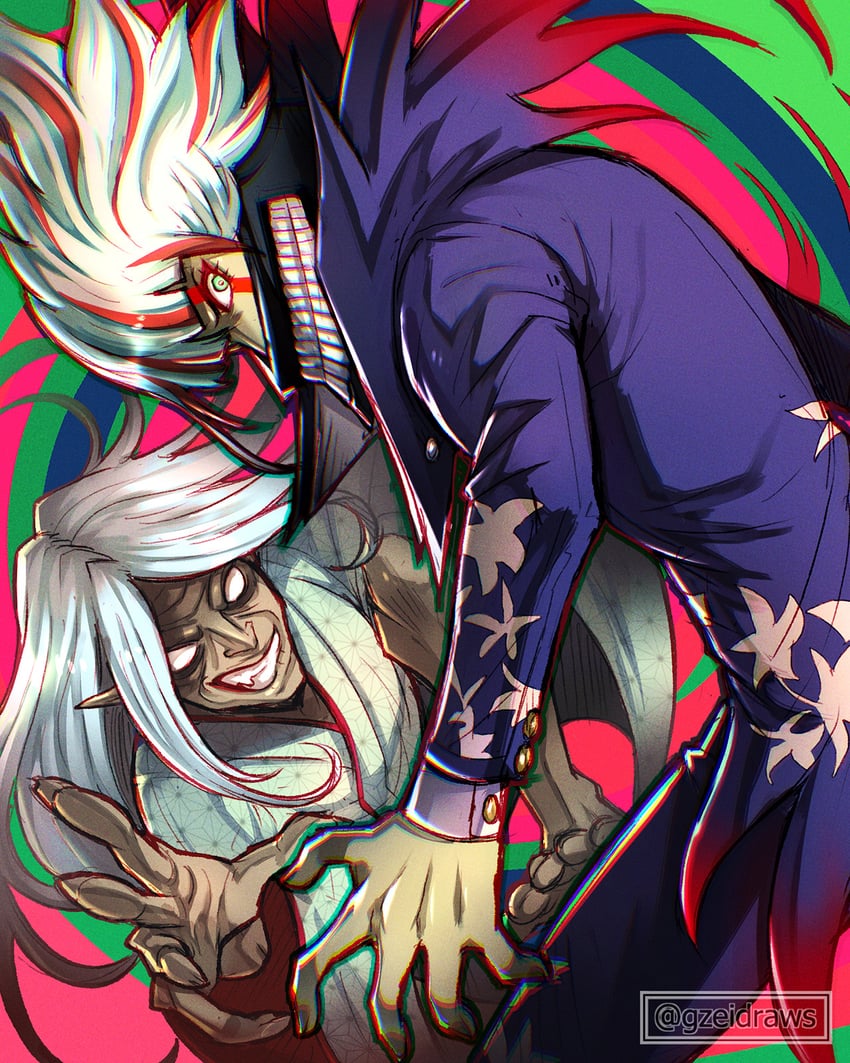takakura ken, protagonist, and turbo granny (dandadan and 2 more) drawn by gzei