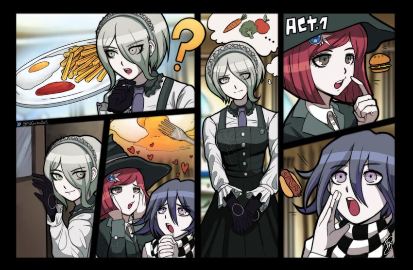 oma kokichi, yumeno himiko, and tojo kirumi (danganronpa and 1 more) drawn by nifast_(greentail)