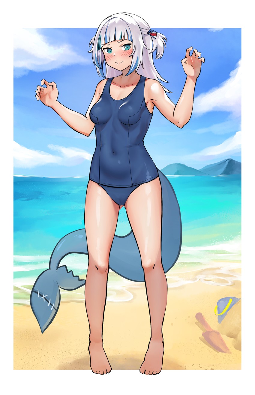 gawr gura (hololive and 1 more) drawn by bonz_(bonz0616)