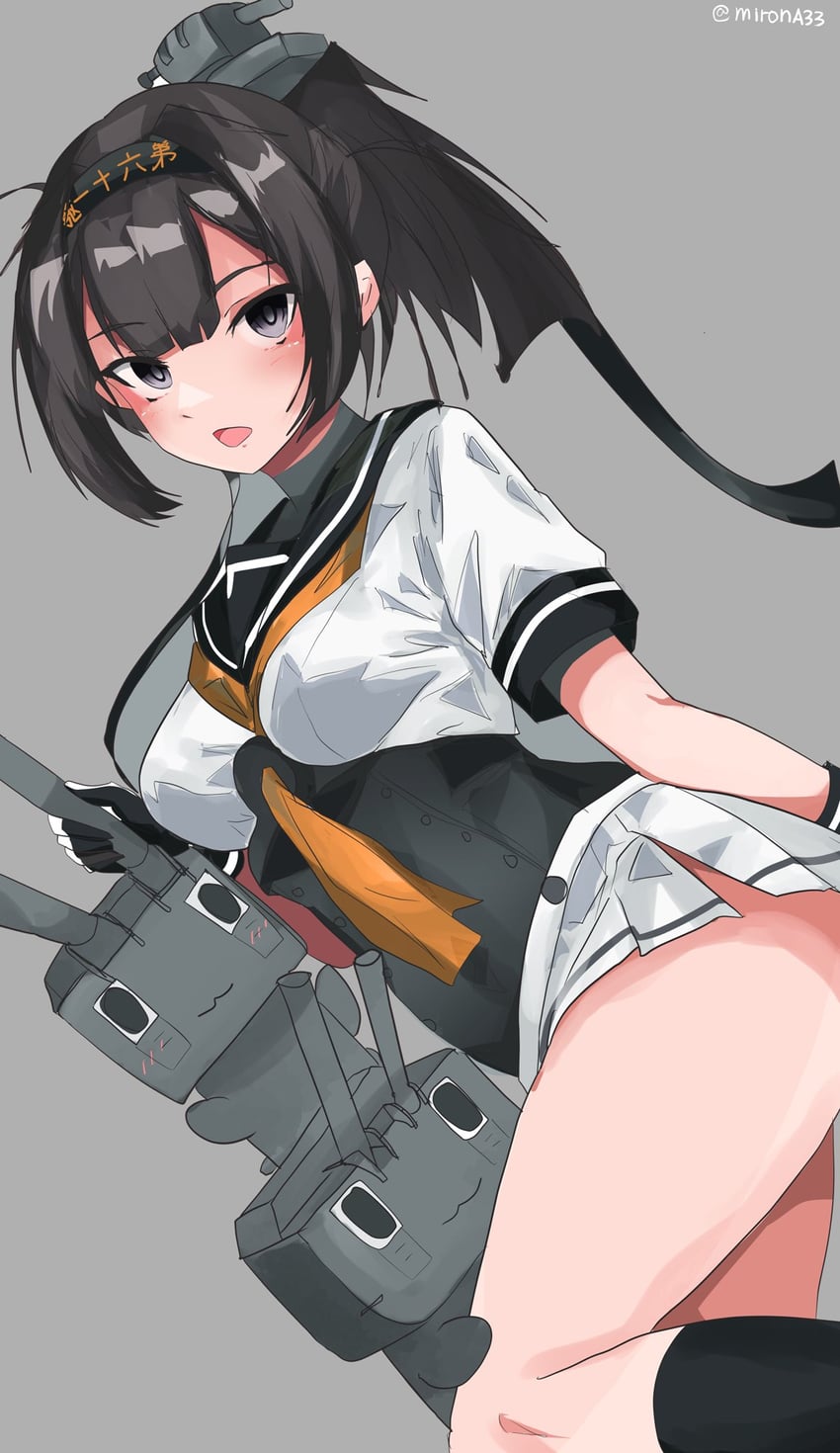akizuki and chou-10cm-hou-chan (kantai collection) drawn by miron_(mirona33)