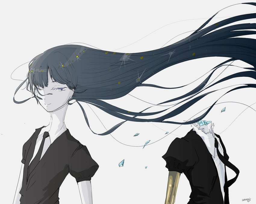 phosphophyllite and lapis lazuli (houseki no kuni) drawn by umino_mozuku