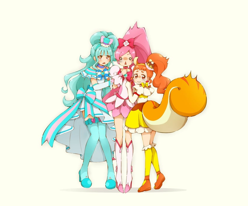 hanasaki tsubomi, cure blossom, nekoyashiki mayu, arisugawa himari, cure lillian, and 1 more (precure and 3 more) drawn by yuu13
