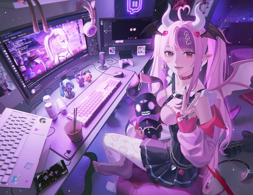 hatsune miku, frieren, pochita, ironmouse, and bubi (vocaloid and 6 more) drawn by xiisalt