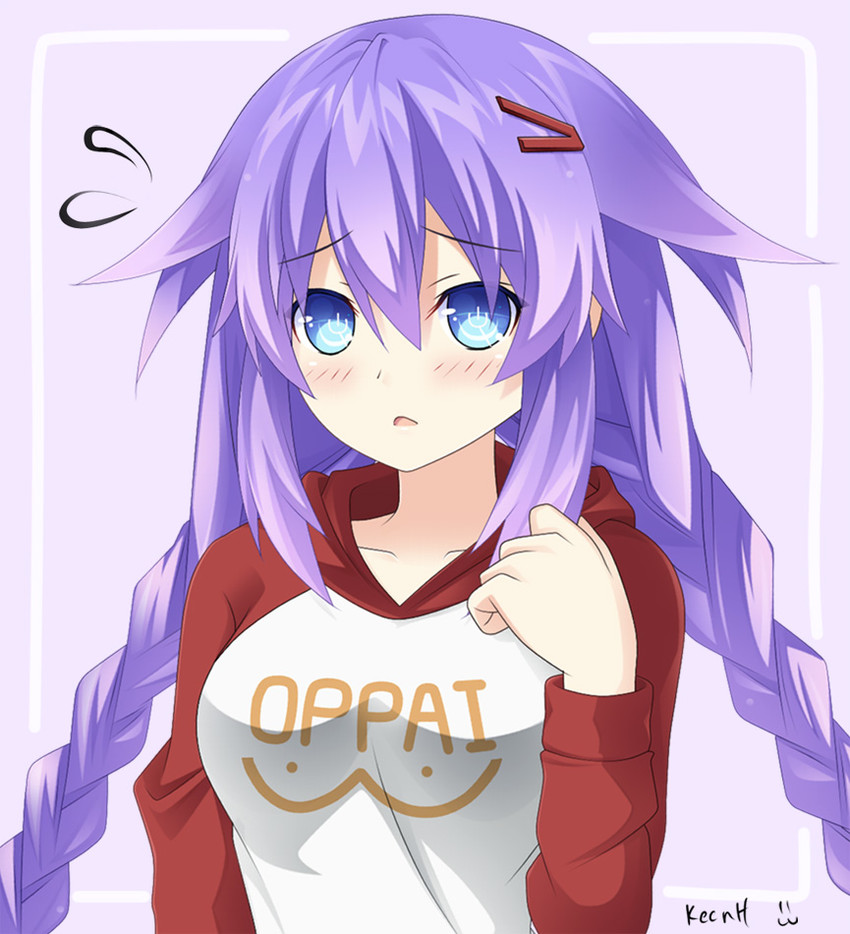 saitama and purple heart (neptune and 1 more) drawn by keenh