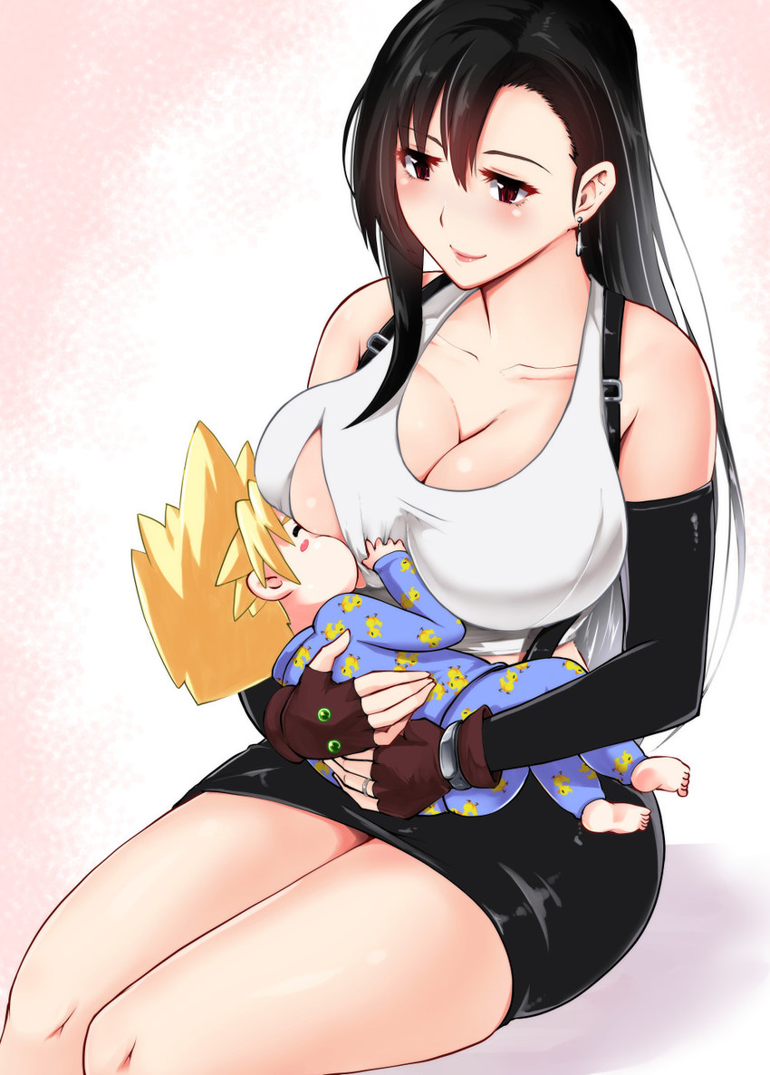 tifa lockhart and cloud strife (final fantasy and 1 more) drawn by bizen_dorobune
