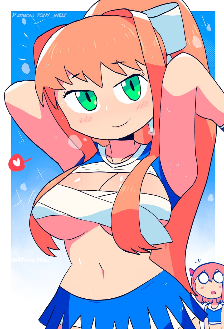 monika and sayori (doki doki literature club) drawn by tony_welt