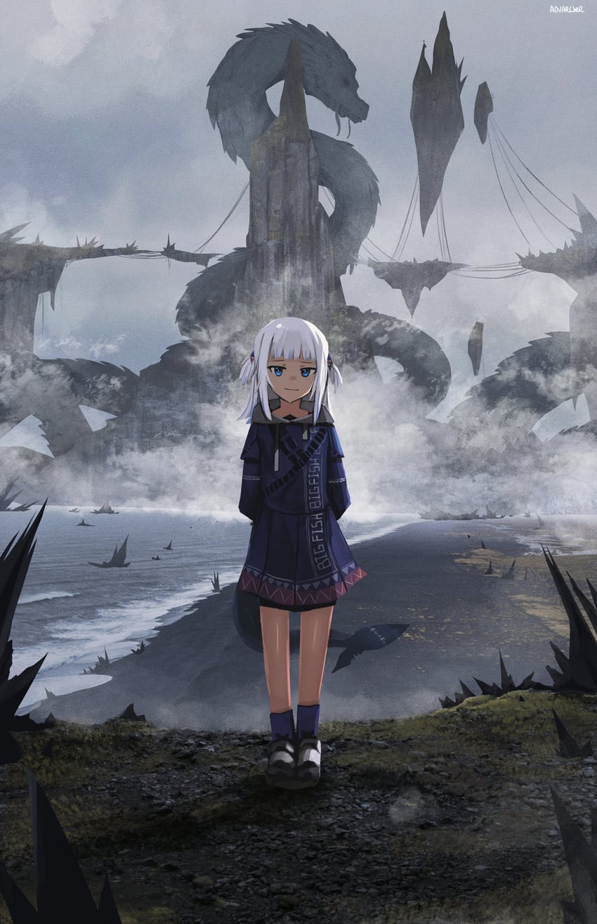 gawr gura (hololive and 1 more) drawn by advarcher
