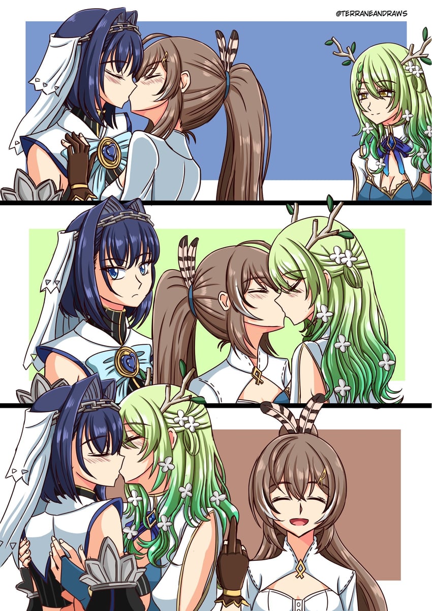 ouro kronii, nanashi mumei, and ceres fauna (hololive and 1 more) drawn by k-nashi