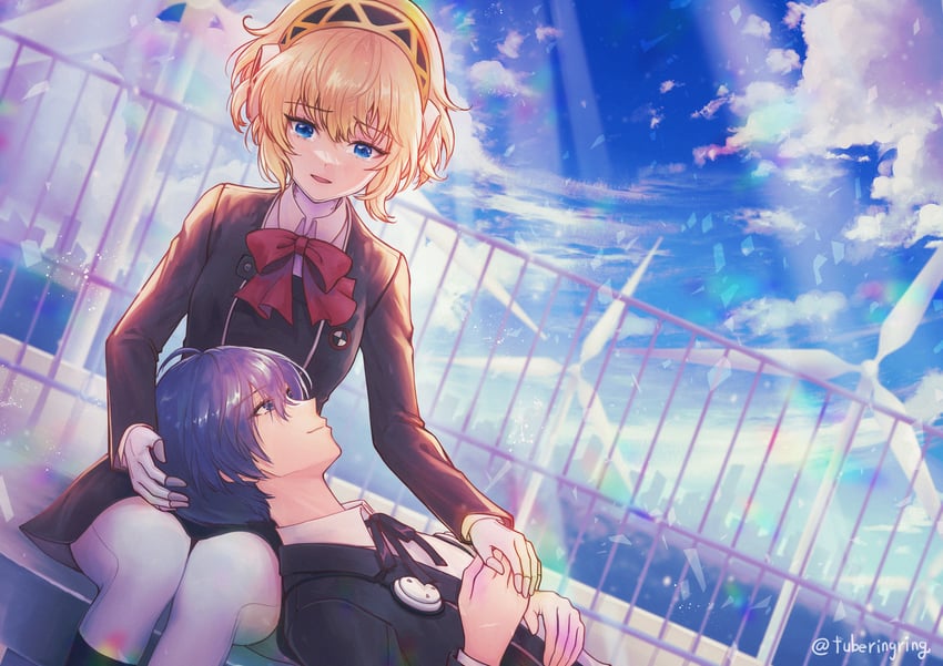 yuuki makoto and aigis (persona and 1 more) drawn by tubering