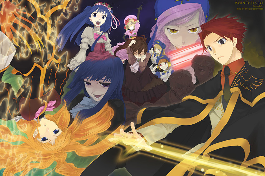 beatrice, frederica bernkastel, furudo erika, lambdadelta, ushiromiya natsuhi, and 5 more (umineko no naku koro ni) drawn by agn