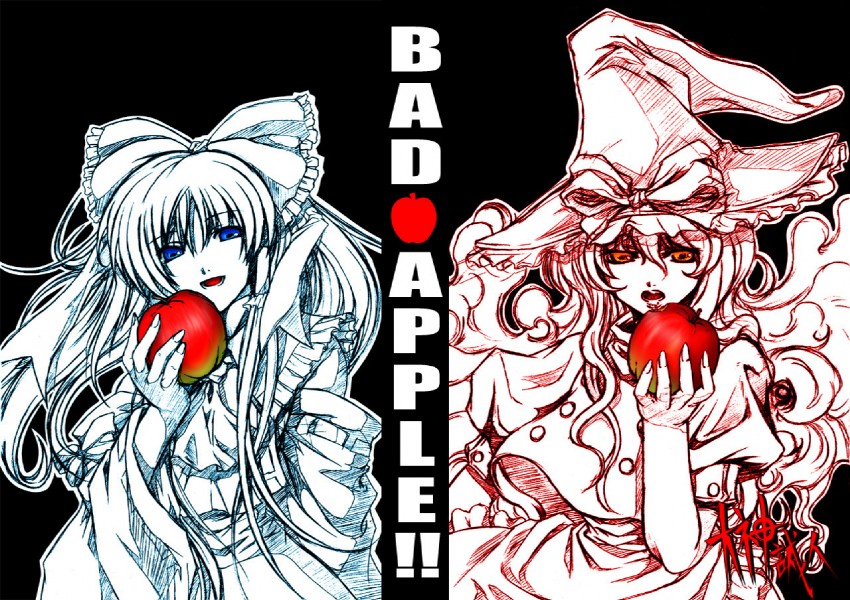 hakurei reimu and kirisame marisa (touhou) drawn by oogami_makoto_(artist)