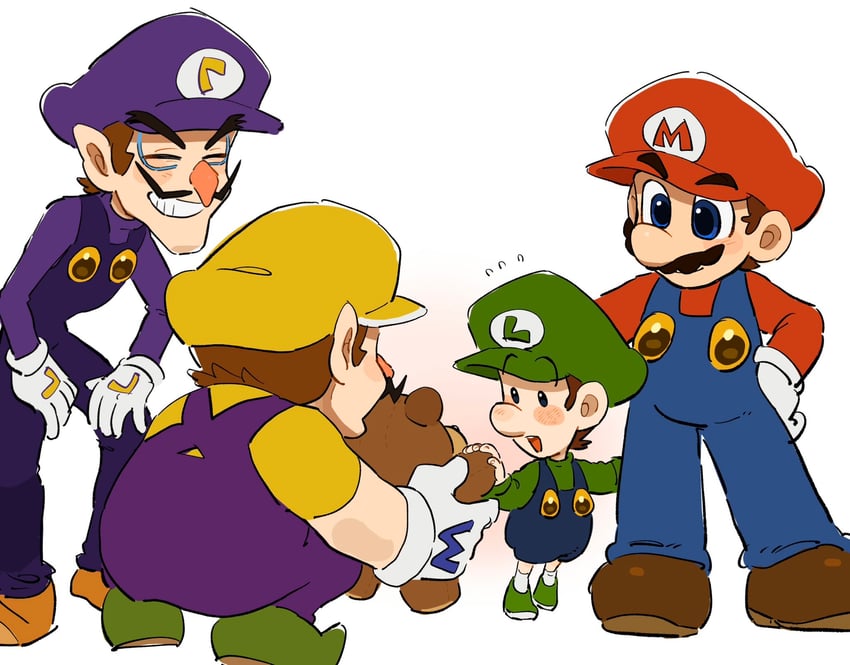 mario, luigi, wario, waluigi, and baby luigi (mario and 2 more) drawn by mimimi_(mimimim9999)
