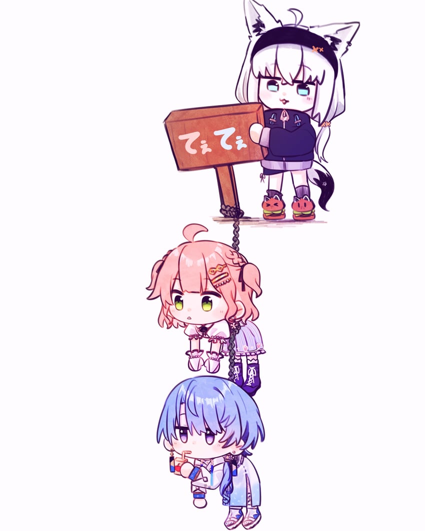 shirakami fubuki, hoshimachi suisei, and sakura miko (hololive) drawn by yumi5469