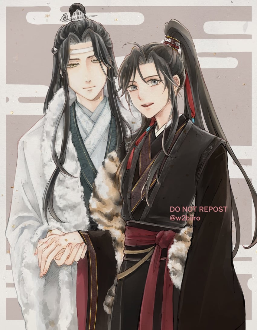 wei wuxian and lan wangji (modao zushi) drawn by w2biiro