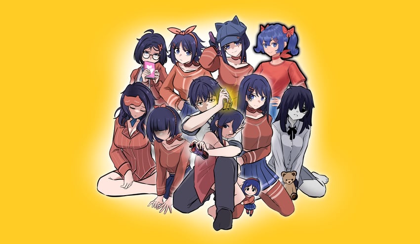 mita, cool mita, kind mita, mila, sleepy mita, and 7 more (kamen rider and 1 more) drawn by dio_v_zhou