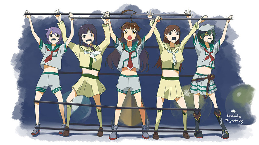 kitakami, ooi, kiso, kuma, tama, and 3 more (kantai collection) drawn by kusakabe_(kusakabeworks)