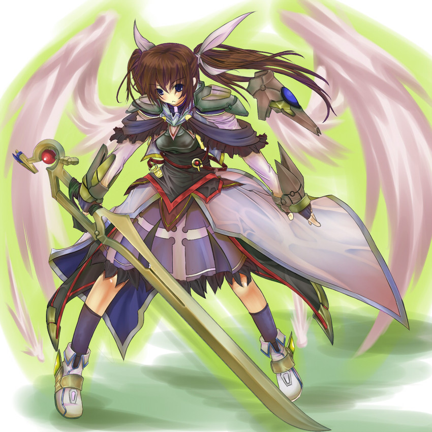 takamachi nanoha and raising heart (lyrical nanoha and 1 more) drawn by mag_(giraffe009)