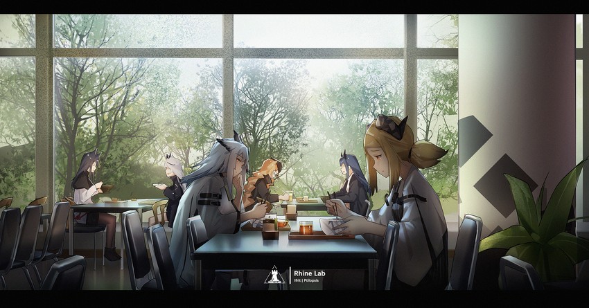 texas, lappland, ch'en, swire, ifrit, and 1 more (arknights) drawn by qianyi_yuantu_sheng