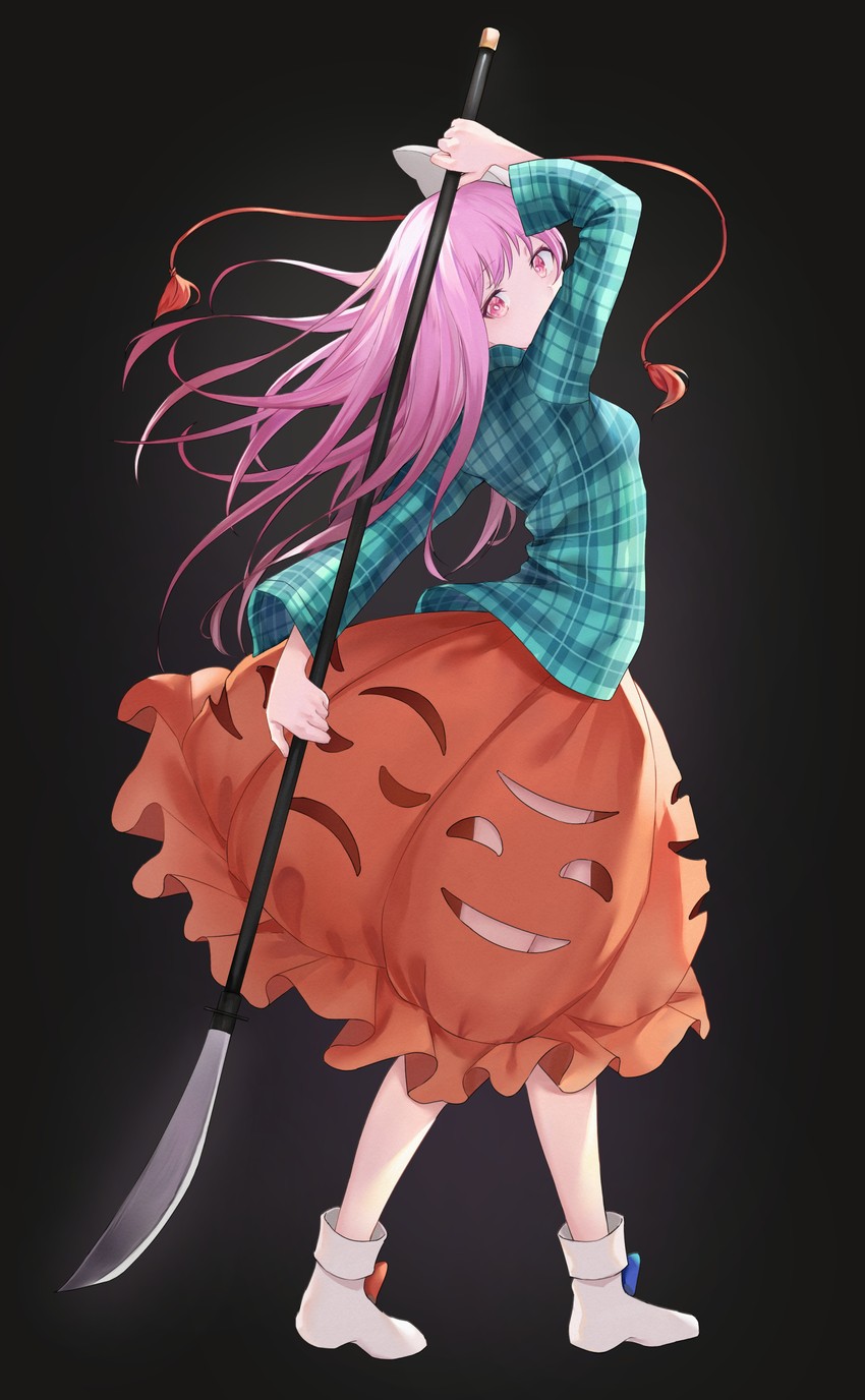 hata no kokoro (touhou) drawn by rice_(okome_no_naru_ki)