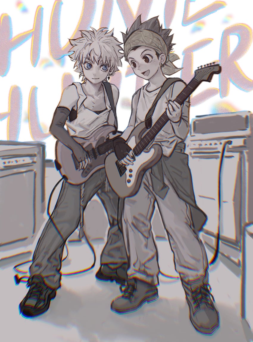 killua zoldyck and gon freecss (hunter x hunter) drawn by ik18166181ik