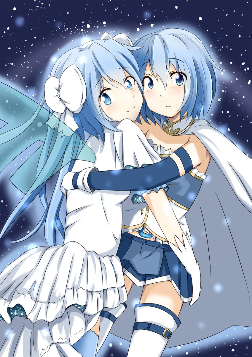 kaname madoka, miki sayaka, and ultimate madoka (mahou shoujo madoka magica) drawn by u_u_(mooooooou)
