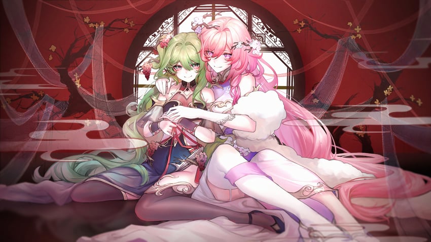 elysia and mobius (honkai and 1 more) drawn by hulai_de_gou_sheng