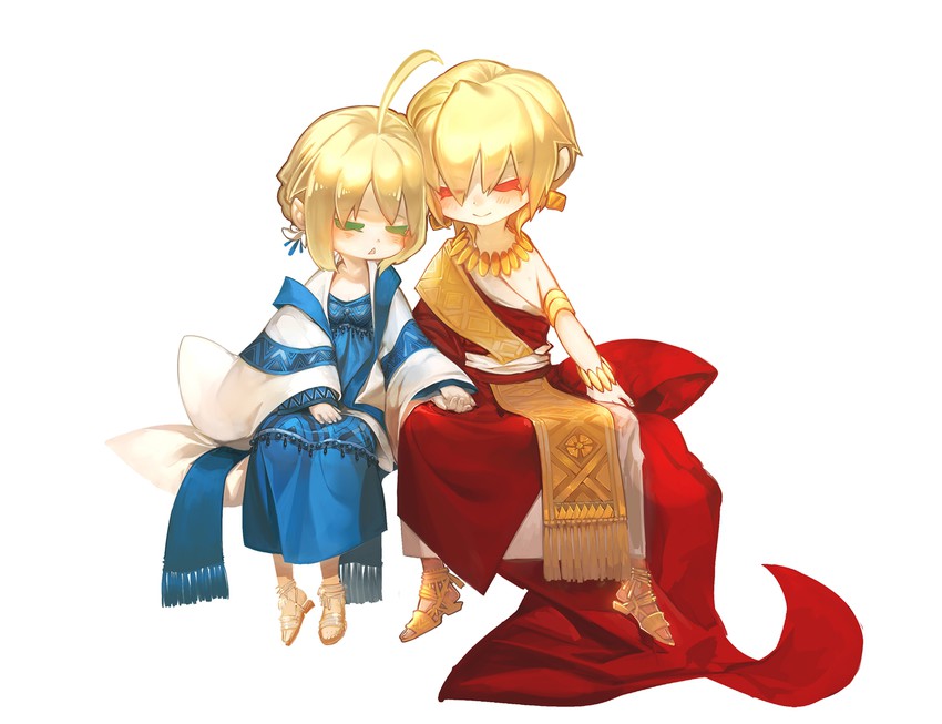 artoria pendragon, saber, and gilgamesh (fate and 2 more) drawn by lilin99jh