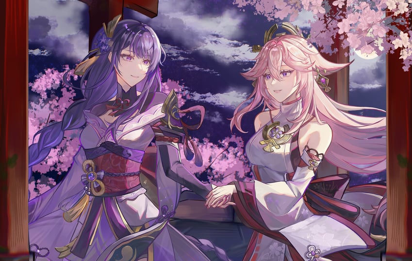 raiden shogun and yae miko (genshin impact) drawn by siyanghuasanke